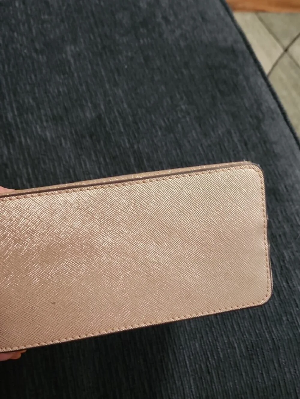 kate spade glitter cosmetic pouch - rose gold shimmer